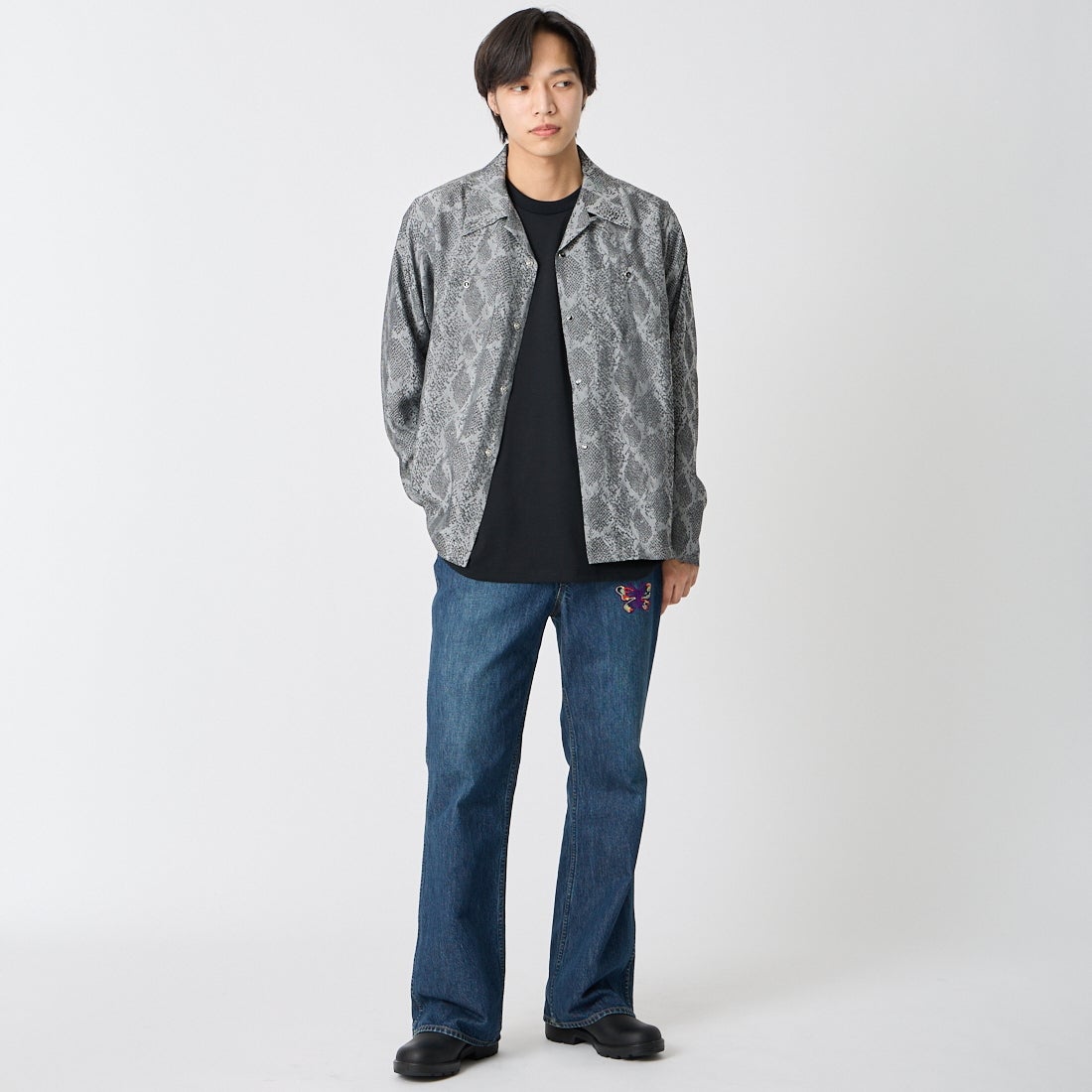 Needles [ニードルズ] カウボーイワンナップシャツ [SX263] A GREY &&モデル身長：179cm 着用サイズ：M&&