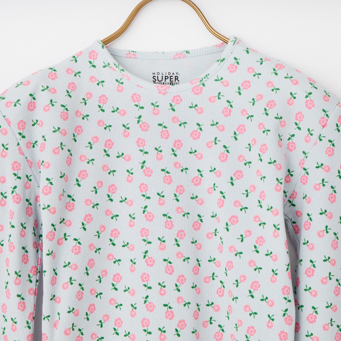 HOLIDAY [ホリデイ] スーパーリブ パデッドショルダークルーネックトップス [26101034] BLUE