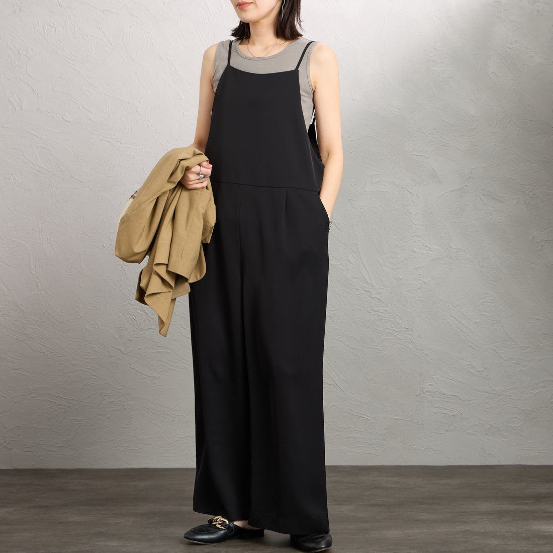 MICA&DEAL [マイカアンドディール] サロペット [0126104015] BLACK &&モデル身長：160cm 着用サイズ：F&&