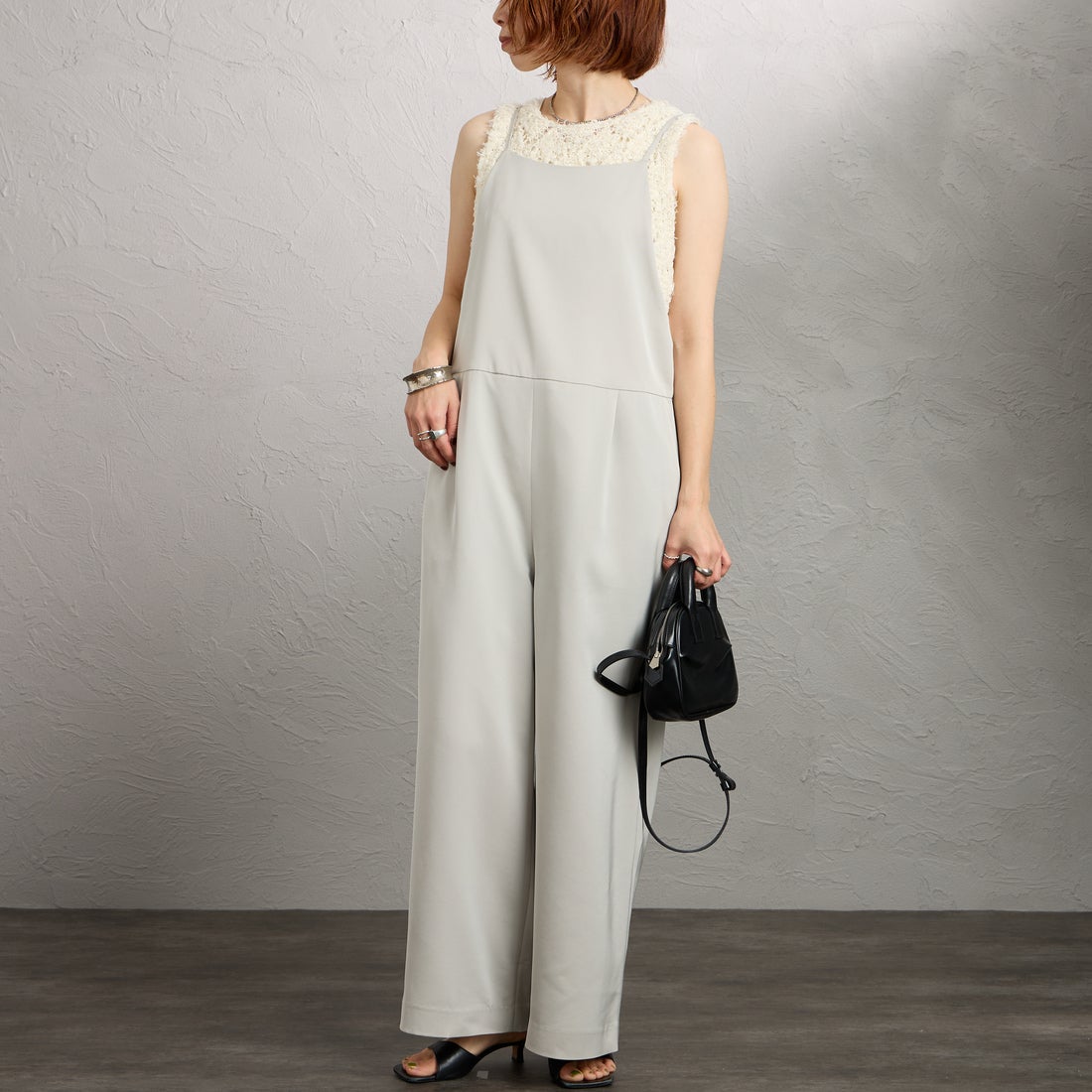 MICA&DEAL [マイカアンドディール] サロペット [0126104015] BEIGE &&モデル身長：158cm 着用サイズ：F&&