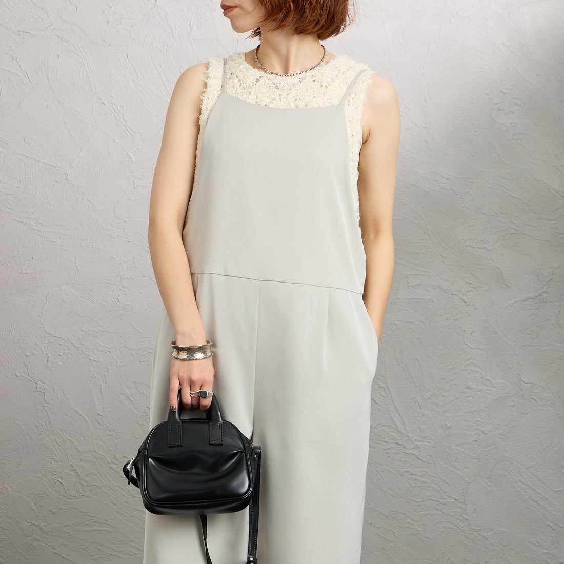 MICA&DEAL [マイカアンドディール] サロペット [0126104015] BEIGE &&モデル身長：158cm 着用サイズ：F&&