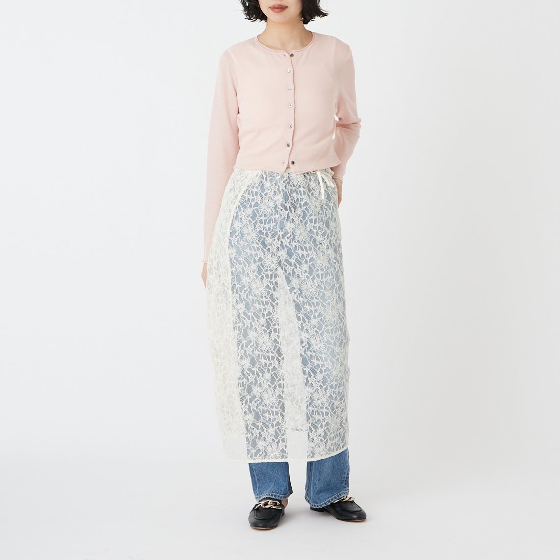 PICCADILLY [ピカデリー] CHLOE セミフレアデニム [PC261-251324] BLUE &&モデル身長：162cm 着用サイズ：24&&