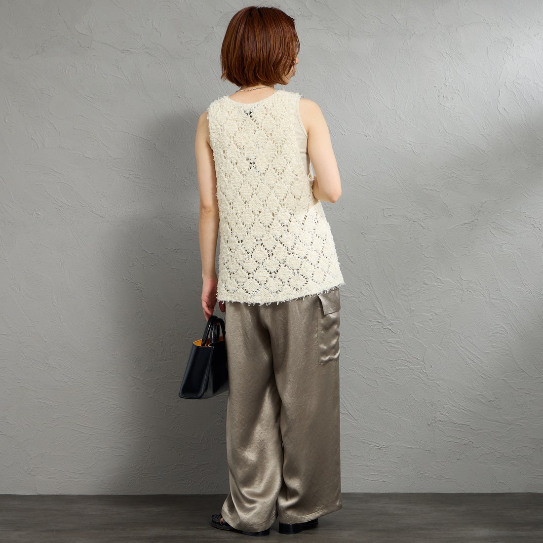 mizuiro ind [ミズイロインド] パターンベスト [1-220069] 12 IVORY &&モデル身長：158cm 着用サイズ：F&&