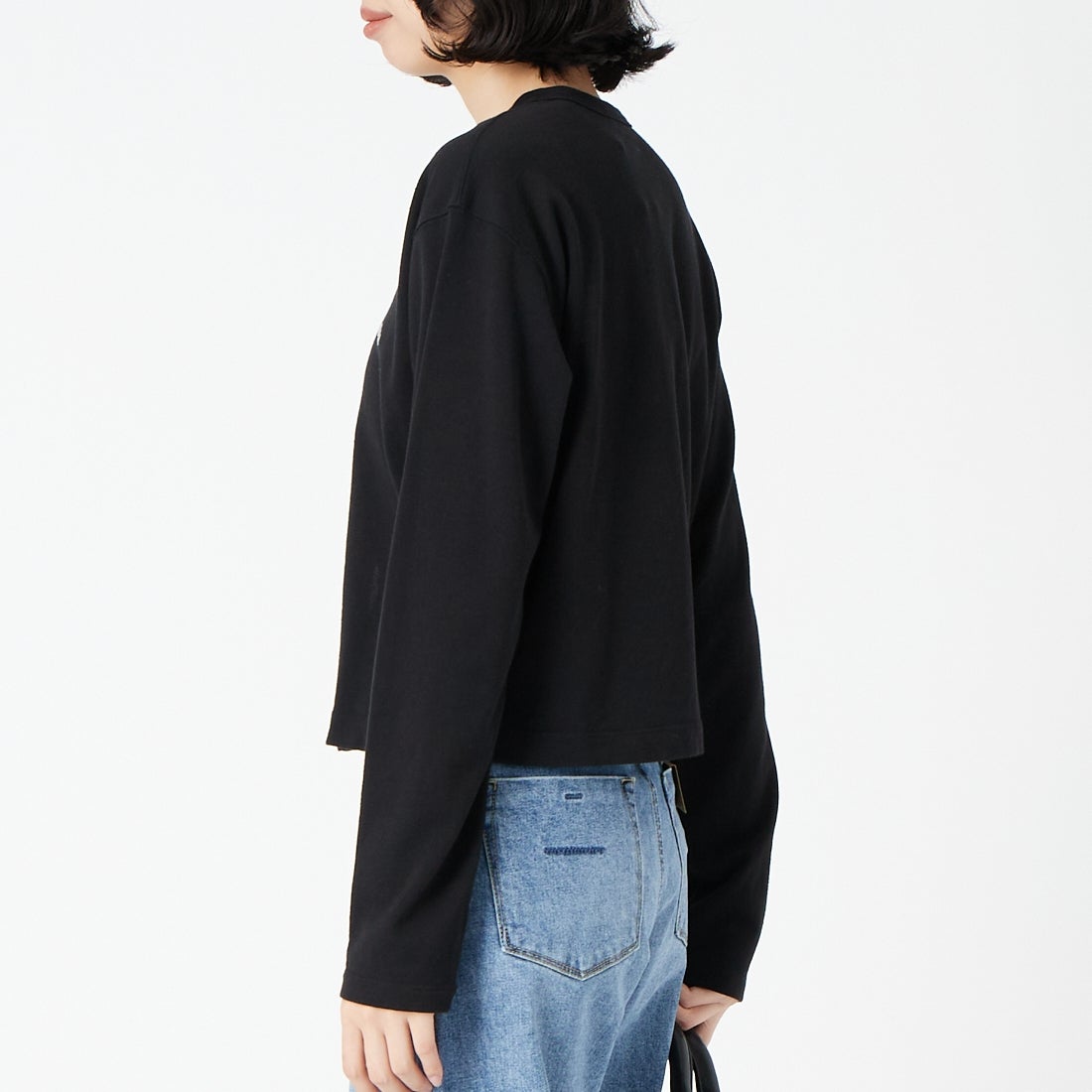 ORCIVAL [オーシバル] クルーネックカーディガン [OR-C0530SEF] BLACK &&モデル身長：162cm 着用サイズ：1&&