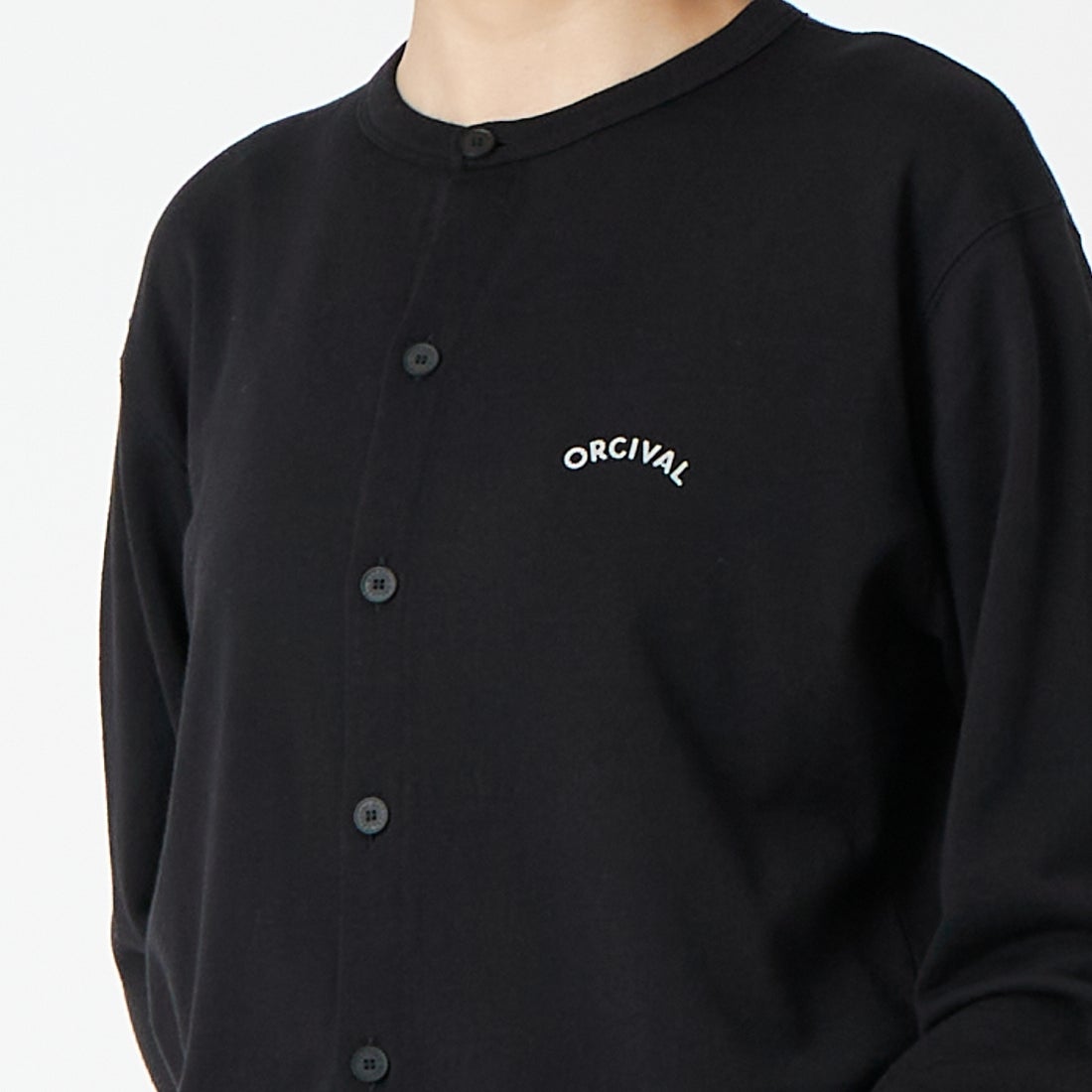 ORCIVAL [オーシバル] クルーネックカーディガン [OR-C0530SEF] BLACK &&モデル身長：162cm 着用サイズ：1&&