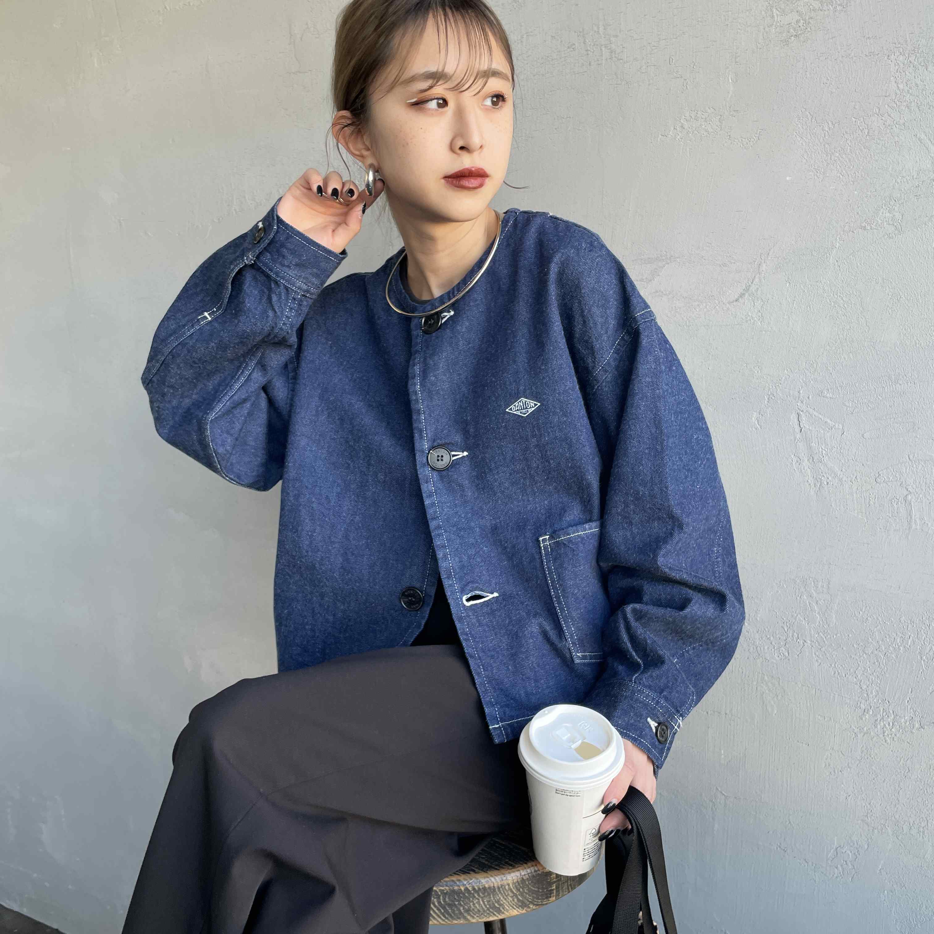DANTON [ダントン] 11oz ショート丈ノーカラーデニムジャケット [DT