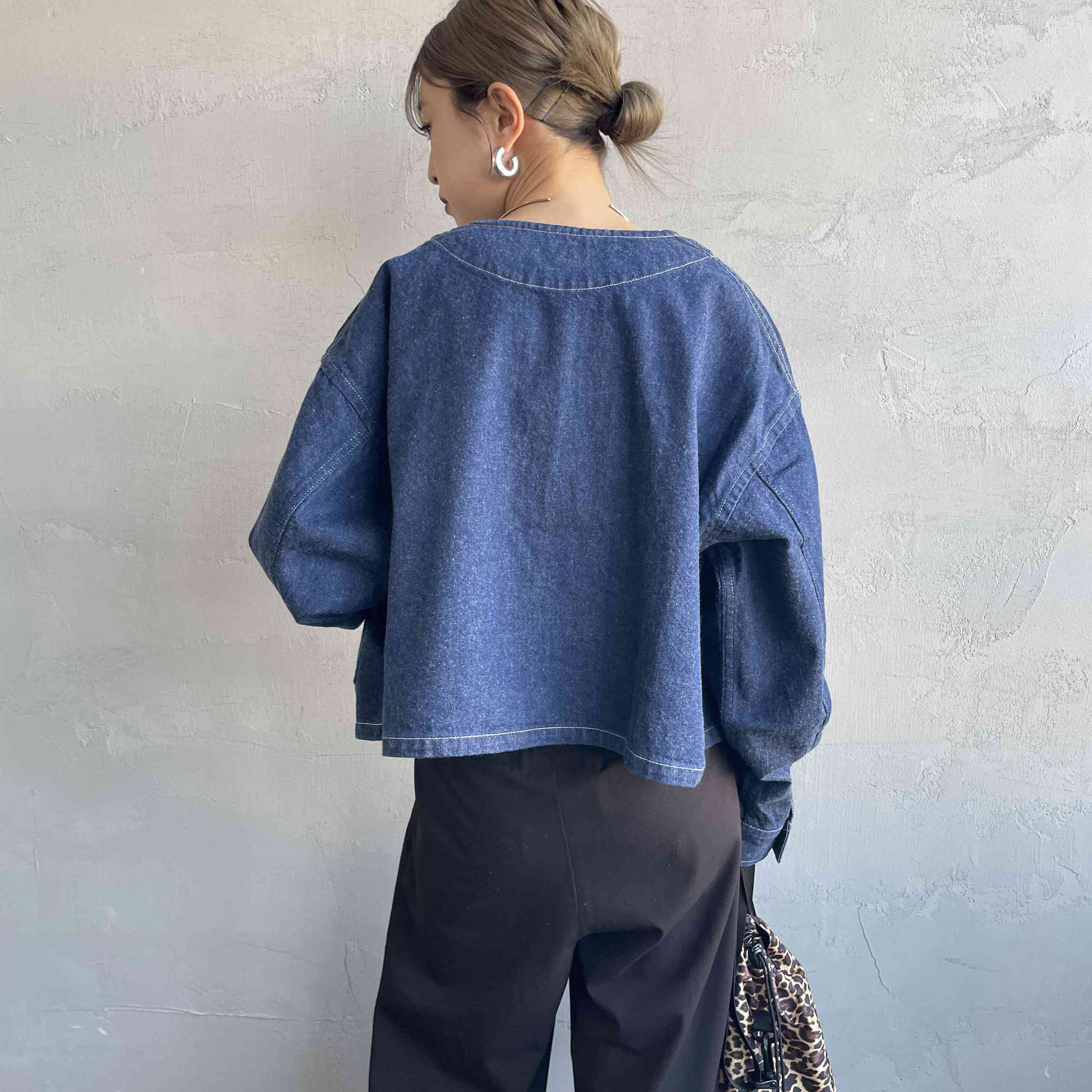 DANTON [ダントン] 11oz ショート丈ノーカラーデニムジャケット [DT