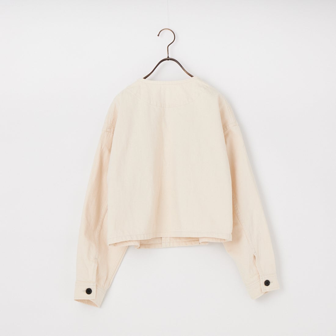 DANTON [ダントン] KATSURAGI ショート丈ノーカラーワークジャケット [DT-A0670MHT] ECRU
