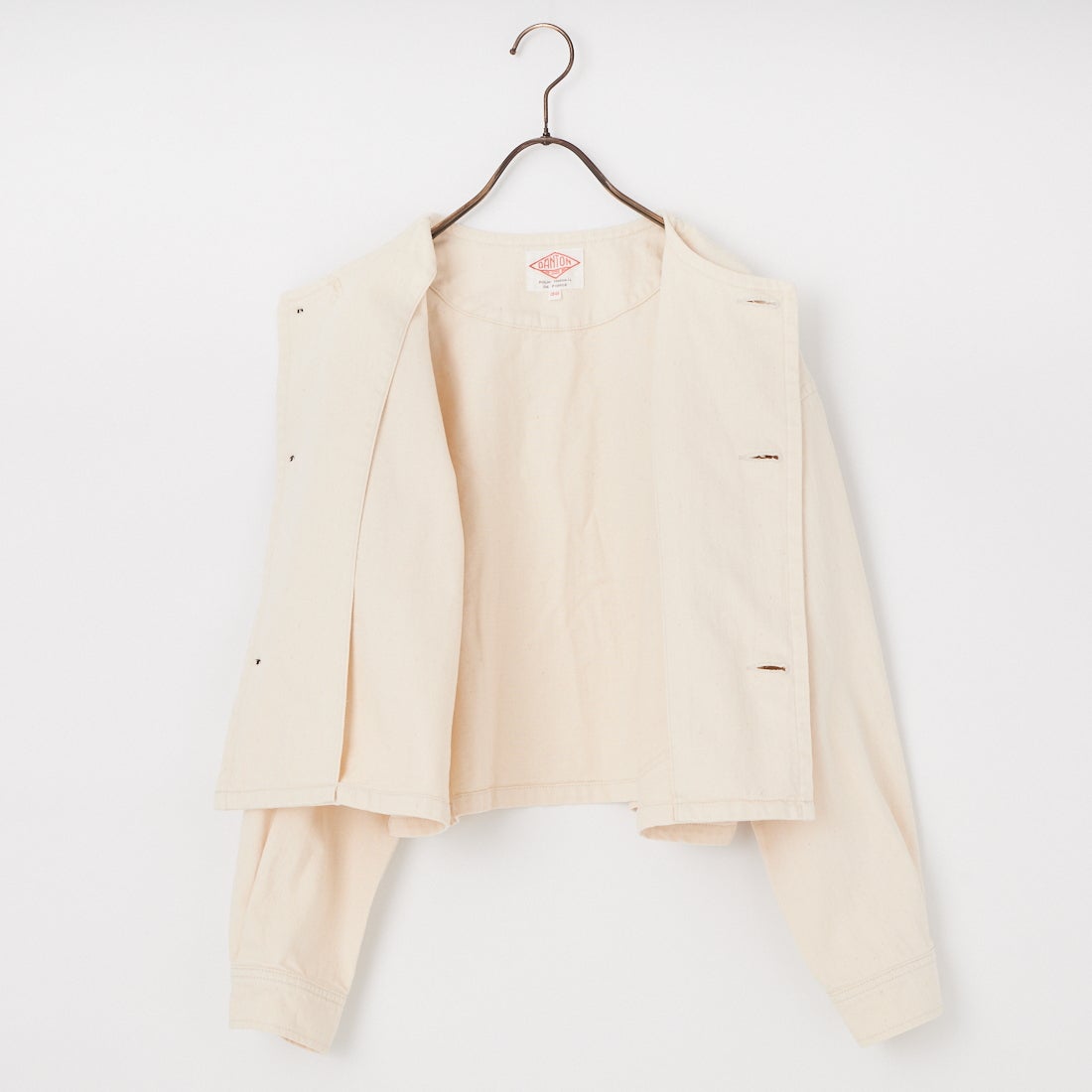 DANTON [ダントン] KATSURAGI ショート丈ノーカラーワークジャケット [DT-A0670MHT] ECRU