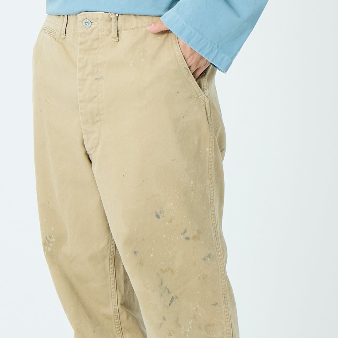 BOW WOW [バウワウ] 41 エイジドカーキトラウザーズ [BW261-4KT] KHAKI &&モデル身長：179cm 着用サイズ：L&&