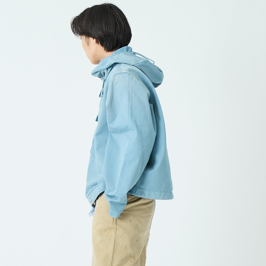 BOW WOW [バウワウ] USN サルベージパーカー [BW261-USPDU] BLUE &&モデル身長：179cm 着用サイズ：L&&