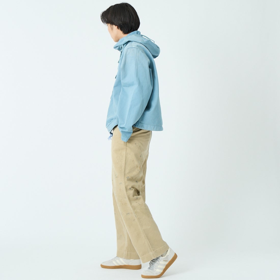 BOW WOW [バウワウ] USN サルベージパーカー [BW261-USPDU] BLUE &&モデル身長：179cm 着用サイズ：L&&