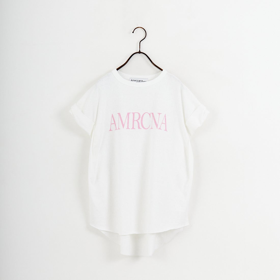 Americana × JEANS FACTORY [アメリカーナ × ジーンズファクトリー] 別注 AMRCNA ラウンドヘム ロゴプリントTシャツ [ASO-M-852-2-JF] ﾎﾜｲﾄ