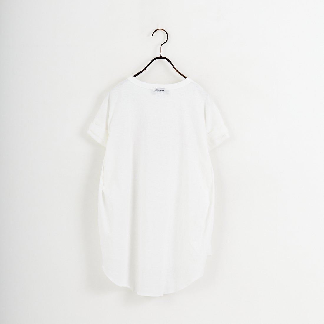 Americana × JEANS FACTORY [アメリカーナ × ジーンズファクトリー] 別注 AMRCNA ラウンドヘム ロゴプリントTシャツ [ASO-M-852-2-JF] ﾎﾜｲﾄ