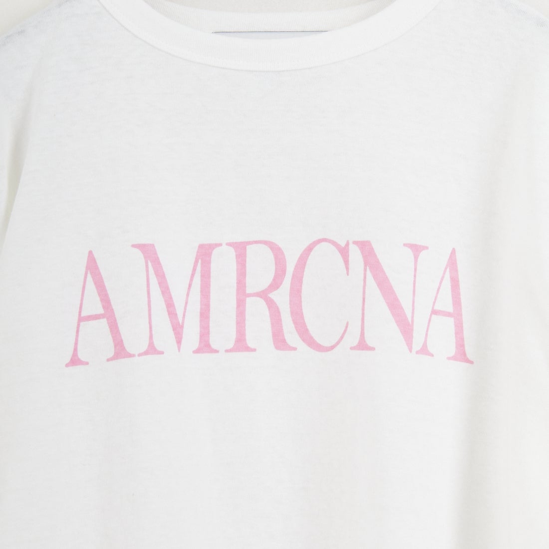Americana × JEANS FACTORY [アメリカーナ × ジーンズファクトリー] 別注 AMRCNA ラウンドヘム ロゴプリントTシャツ [ASO-M-852-2-JF] ﾎﾜｲﾄ