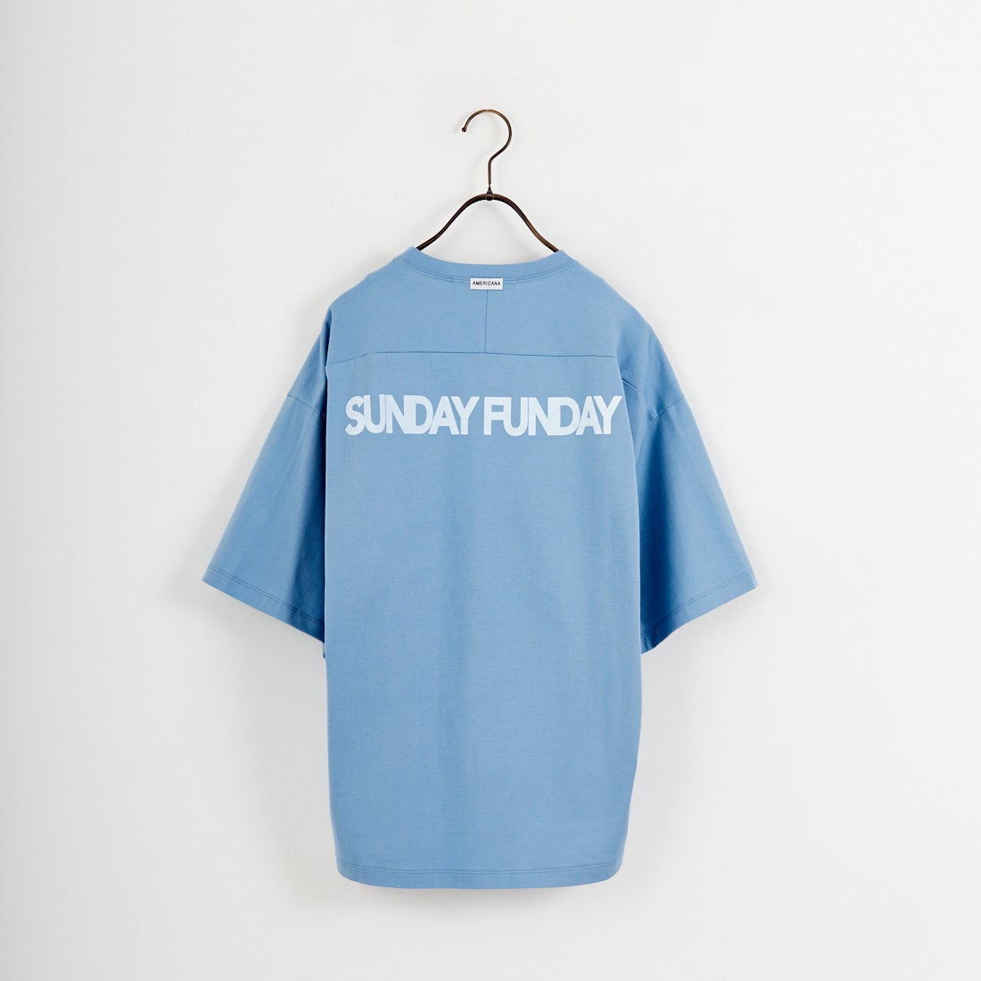 Americana × JEANS FACTORY [アメリカーナ × ジーンズファクトリー] 別注 AMERICANA ショート丈プリントTシャツ [ASO-M-851-2-JF] ﾌﾞﾙｰ