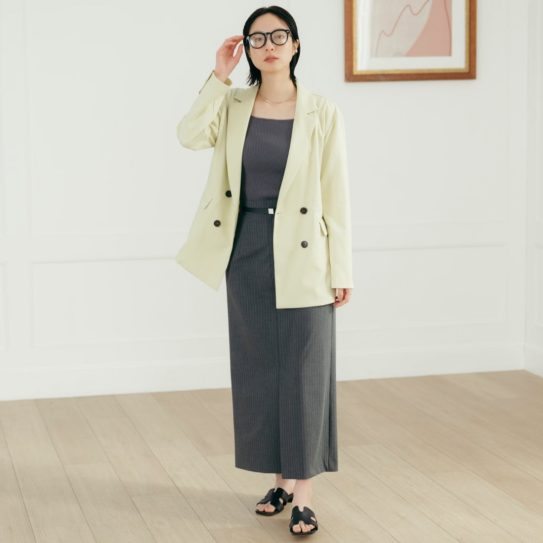 USINE [ユジーヌ] イージーケアツイルダブルジャケット [21267051] 041 ﾗｲﾑ