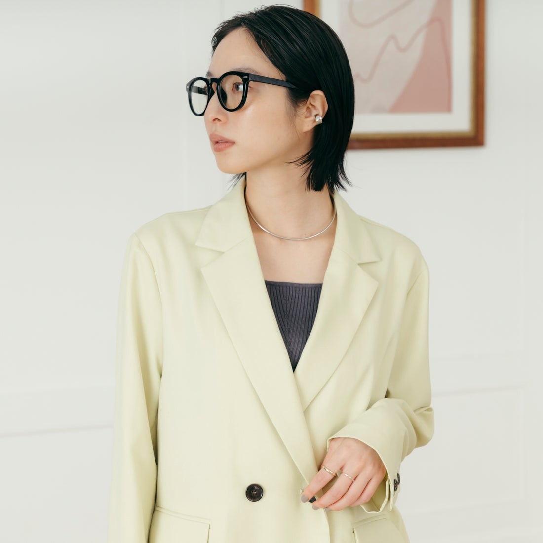 USINE [ユジーヌ] イージーケアツイルダブルジャケット [21267051] 041 ﾗｲﾑ