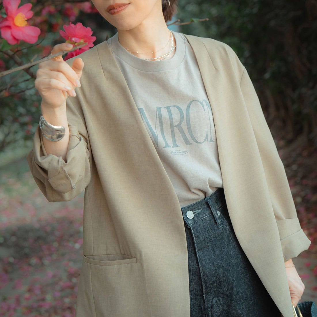 033 ﾍﾞｰｼﾞｭ&&モデル身長：150cm 着用サイズ：F&&