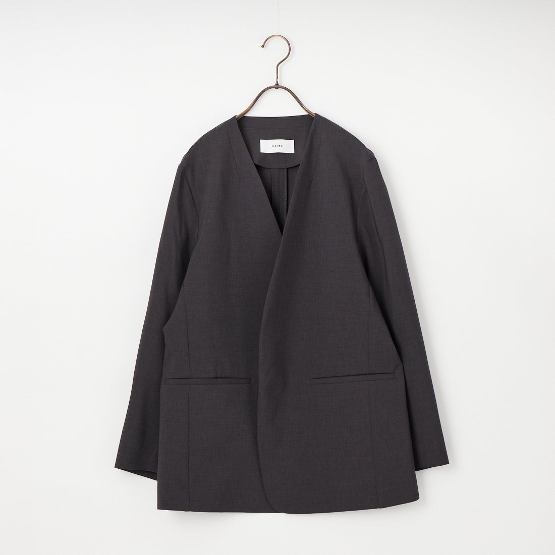 USINE [ユジーヌ] 機能素材ノーカラージャケット [21267055] 003 ﾁｬｺｰﾙS