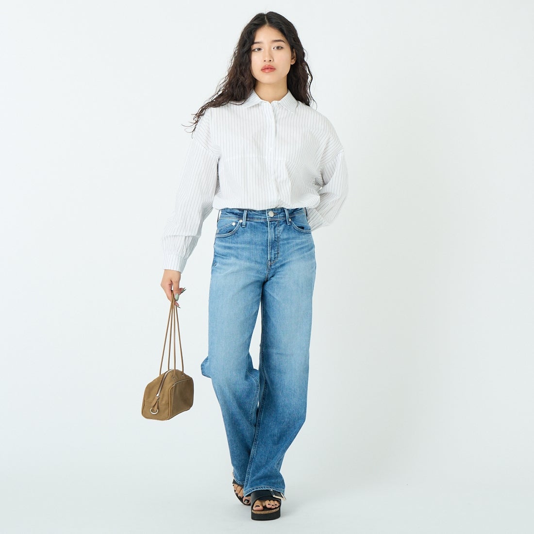 YANUK [ヤヌーク] ストレート GINA/ジーナ [57161032] HBL &&モデル身長：162cm 着用サイズ：24&&