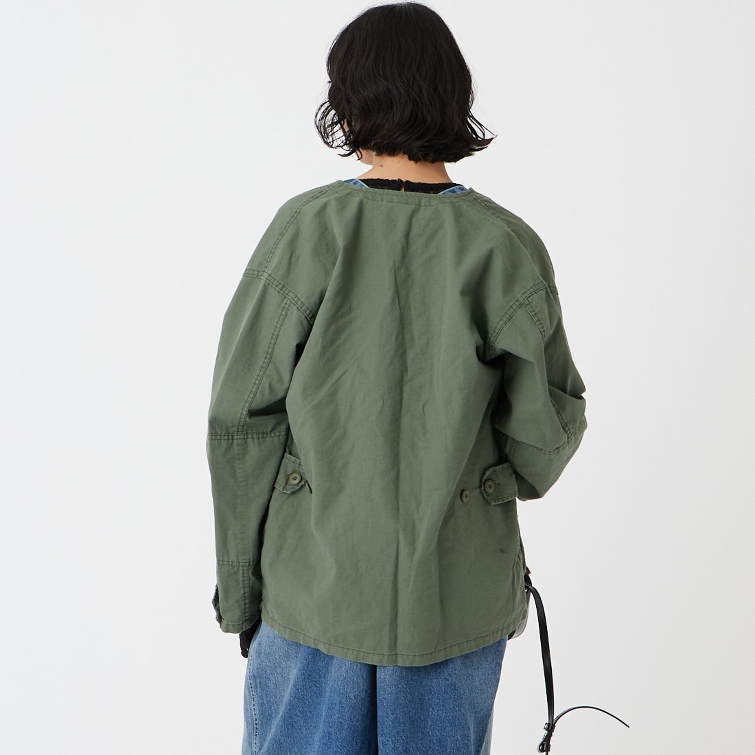 ROTHCO [ロスコ] ノーカラーミリタリージャケット [BDSH-VN] OLIVE &&モデル身長：162cm 着用サイズ：S&&