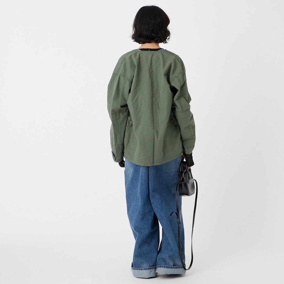 ROTHCO [ロスコ] ノーカラーミリタリージャケット [BDSH-VN] OLIVE &&モデル身長：162cm 着用サイズ：S&&