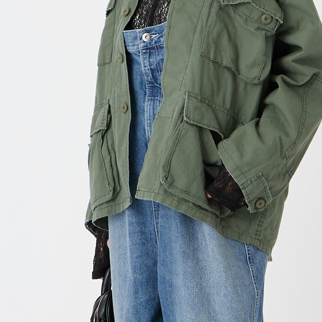 ROTHCO [ロスコ] ノーカラーミリタリージャケット [BDSH-VN] OLIVE &&モデル身長：162cm 着用サイズ：S&&