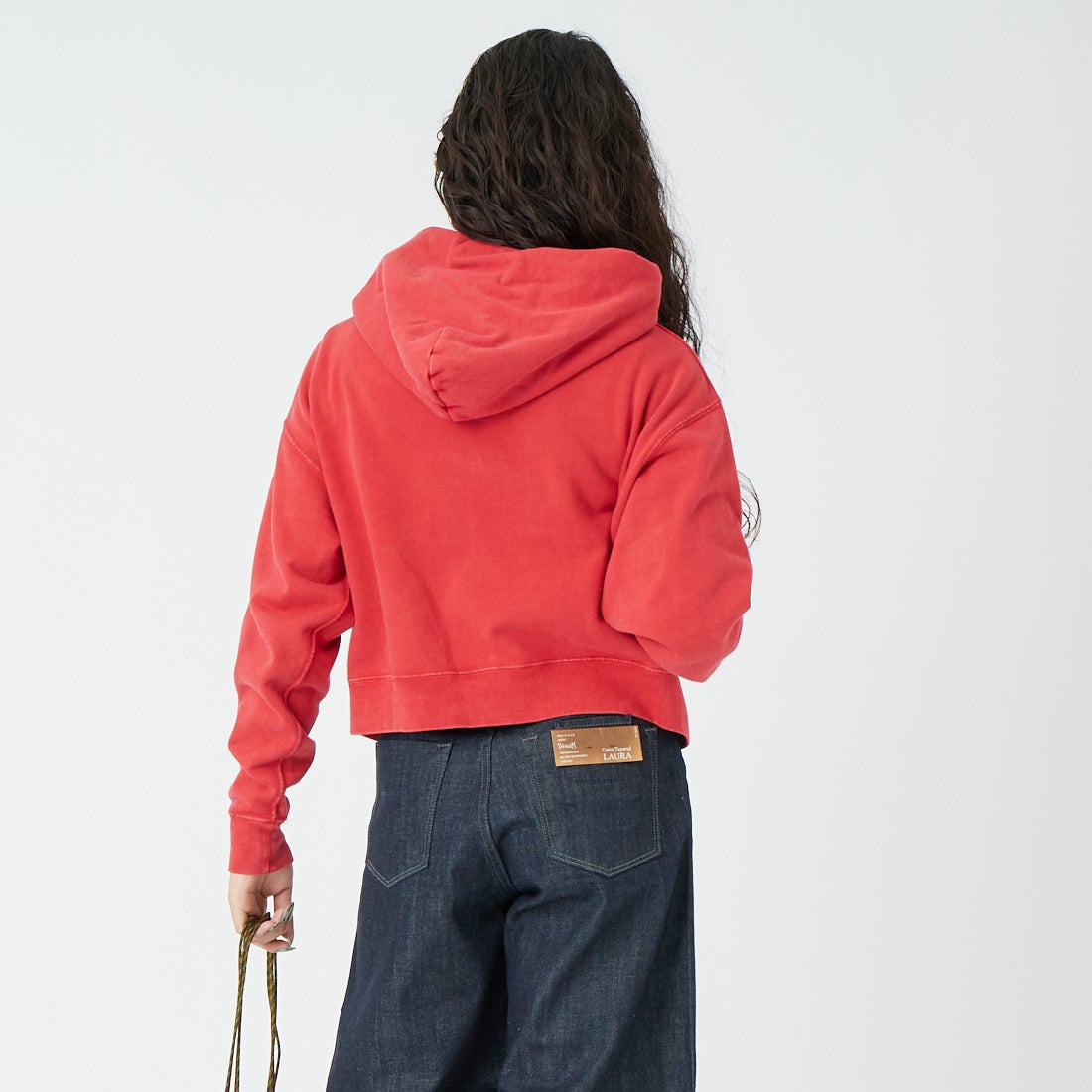 SCREEN STARS [スクリーンスターズ] 別注 HELLO ジップスウェットパーカー [2621-416IN-JF] RED &&モデル身長：162cm 着用サイズ：F&&