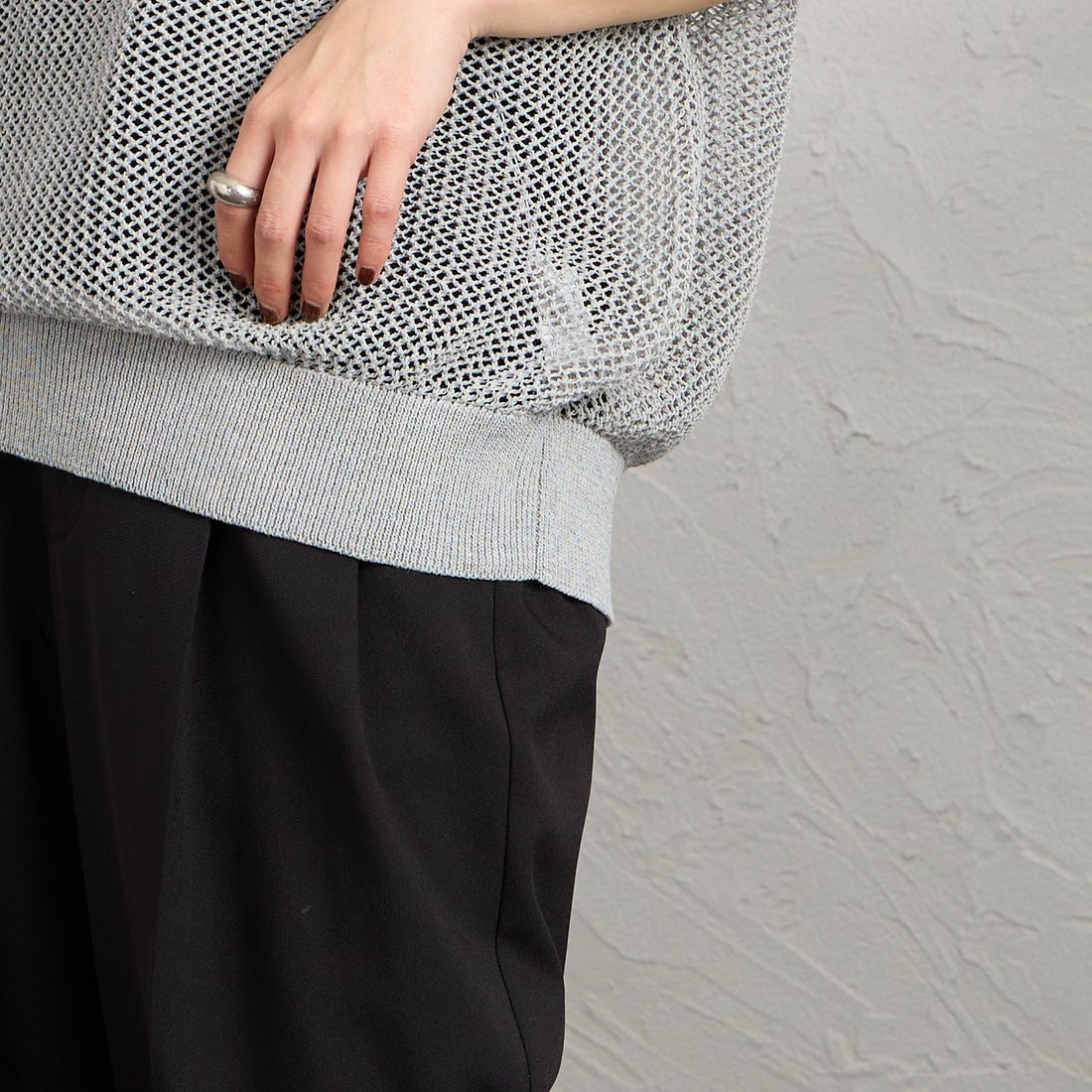 MARMARMAR [マーマーマー] メッシュショートベスト [1-820040] 90 L.GRAY &&モデル身長：158cm 着用サイズ：F&&