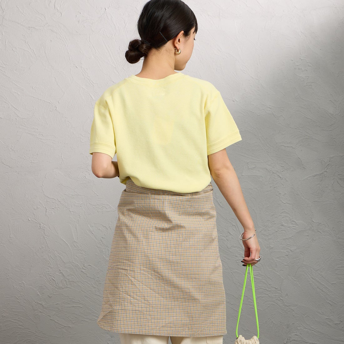 FAITH MILLS [フェイスミルズ] サーマルヘンリーネックTシャツ [FAITH-261-08] LEMON &&モデル身長：150cm 着用サイズ：M&&