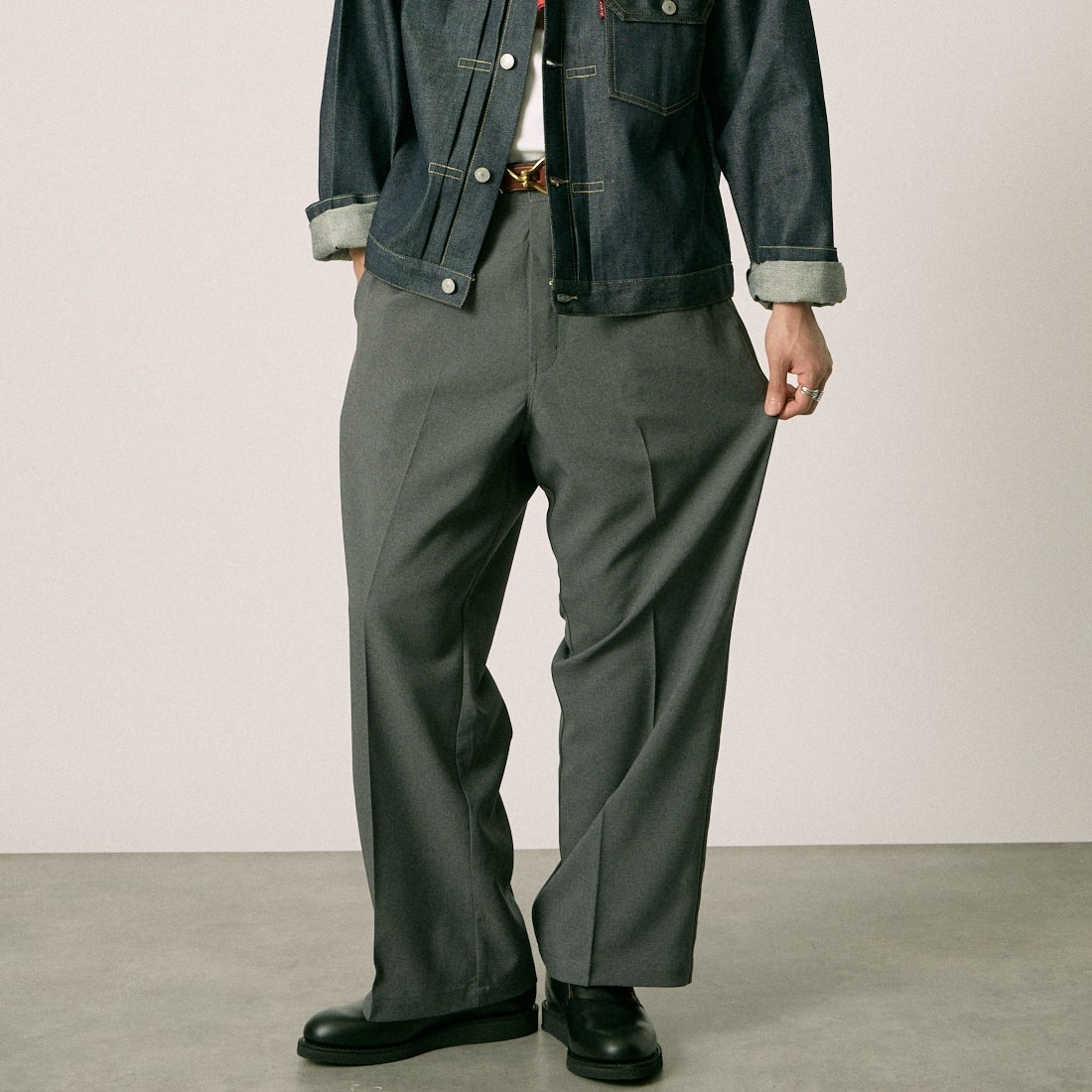 Dickies [ディッキーズ] 別注 グランパパンツ [261M40IN01-JF] GRAY &&モデル身長：177cm 着用サイズ：L&&