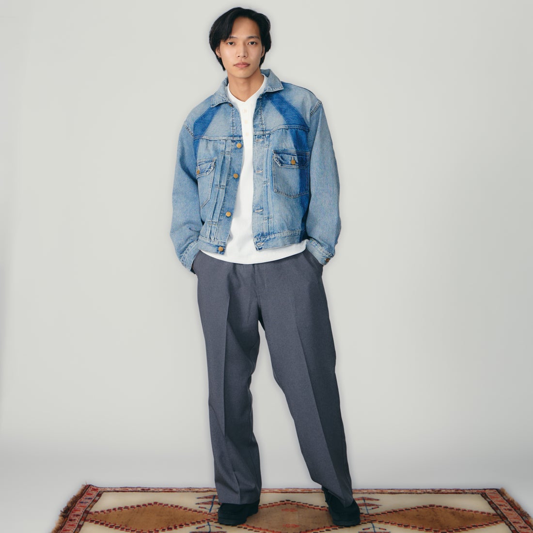 Dickies [ディッキーズ] 別注 グランパパンツ [261M40IN01-JF] GRAY &&モデル身長：179cm 着用サイズ：L&&