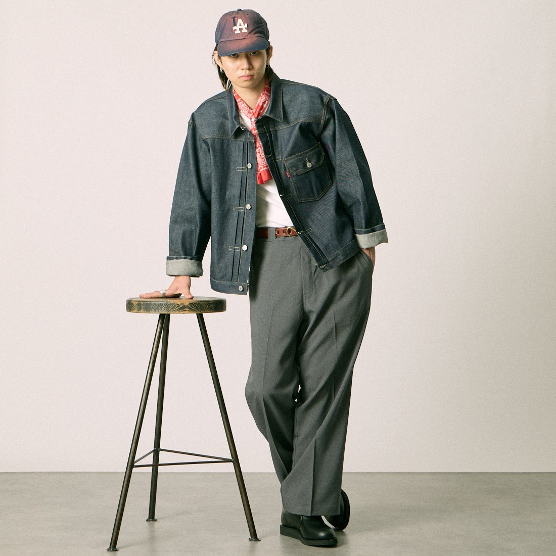 Dickies [ディッキーズ] 別注 グランパパンツ [261M40IN01-JF] GRAY &&モデル身長：177cm 着用サイズ：L&&