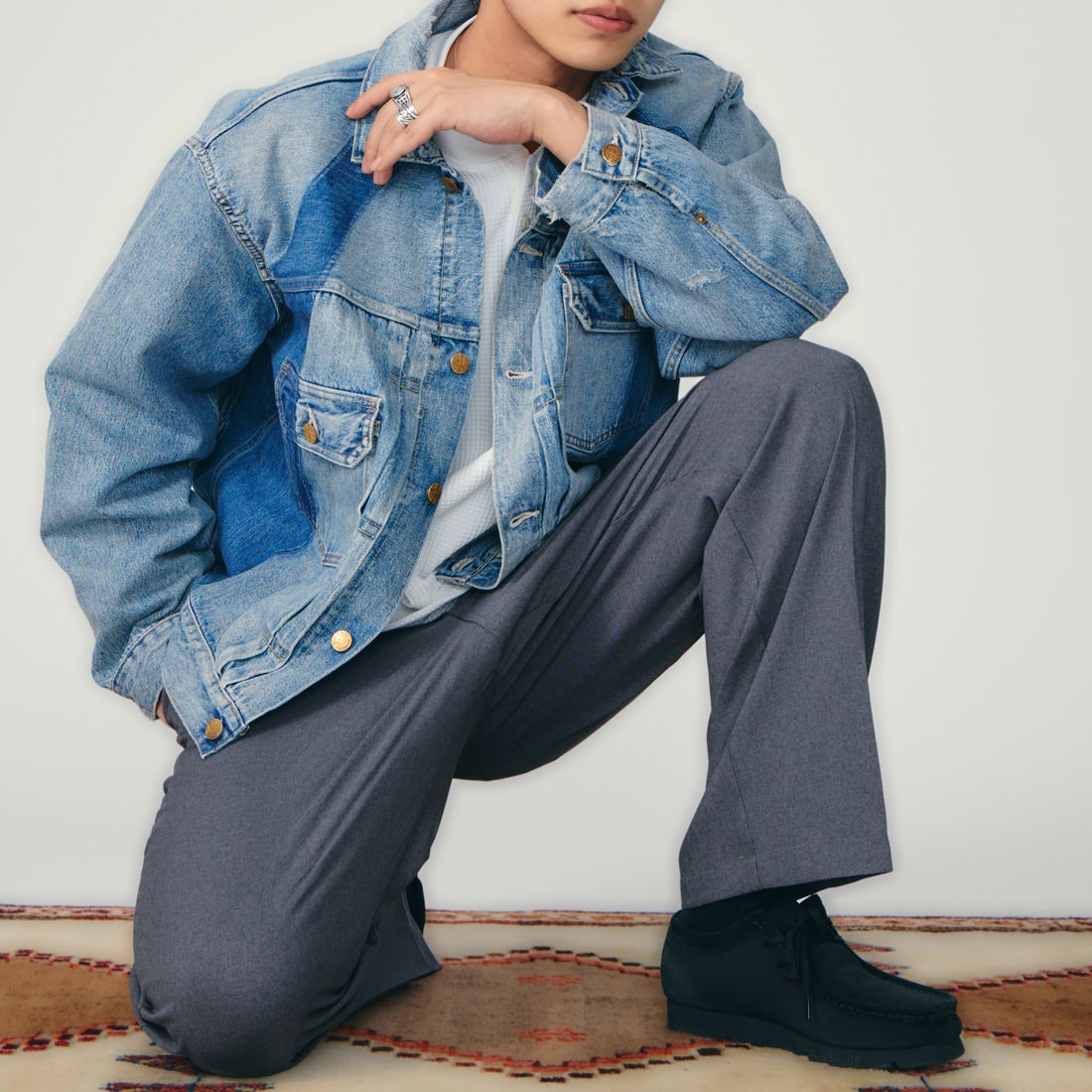 Dickies [ディッキーズ] 別注 グランパパンツ [261M40IN01-JF] GRAY &&モデル身長：179cm 着用サイズ：L&&