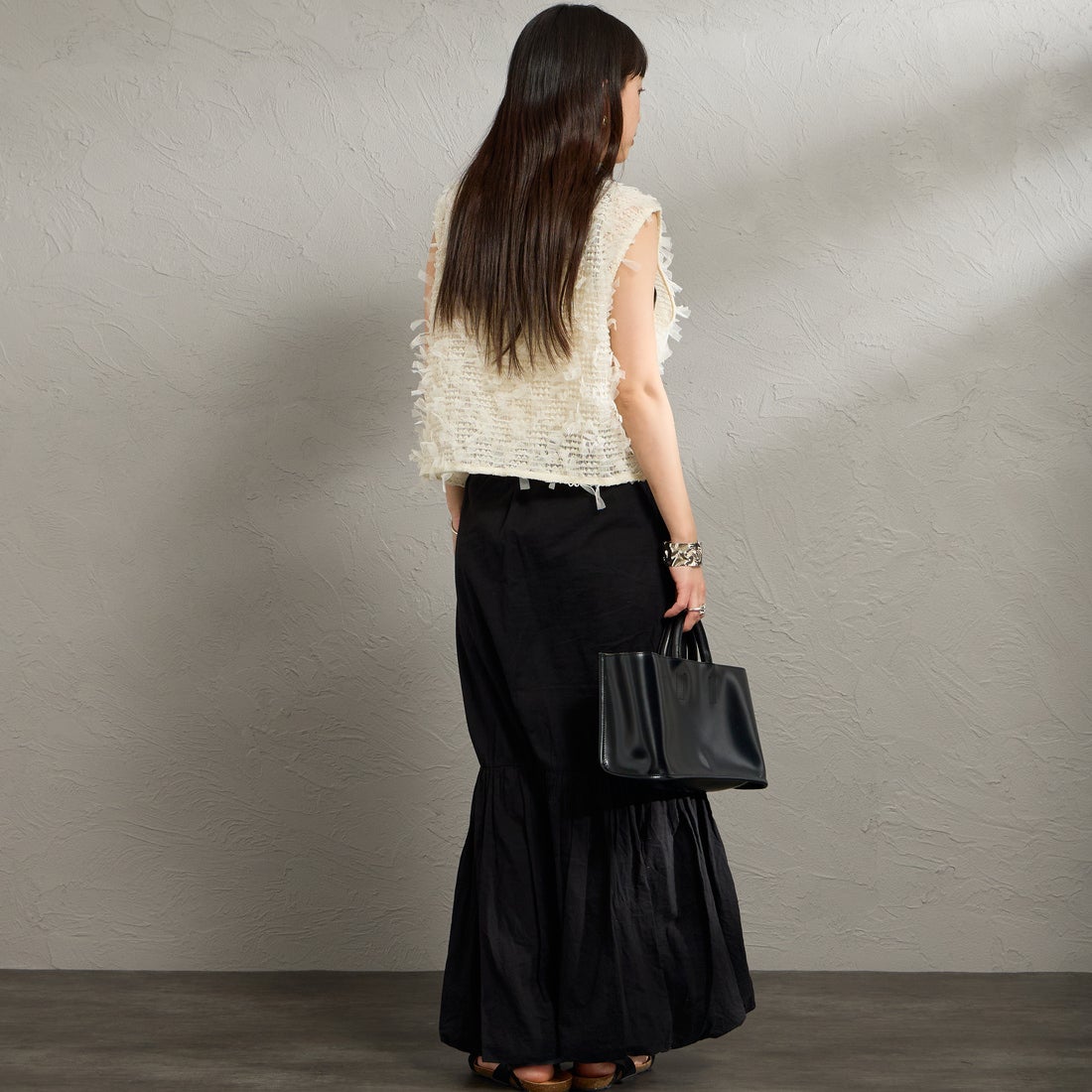 Maison de L'allure [メゾン ドゥ ラリュール] マルチWAYリボンチュールベスト [M26312012] 02 OFF &&モデル身長：150cm 着用サイズ：F&&