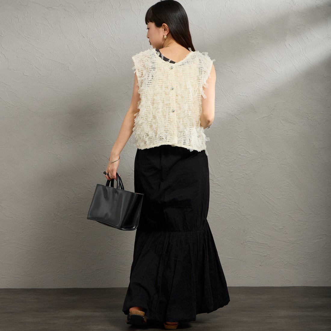 Maison de L'allure [メゾン ドゥ ラリュール] マルチWAYリボンチュールベスト [M26312012] 02 OFF &&モデル身長：150cm 着用サイズ：F&&