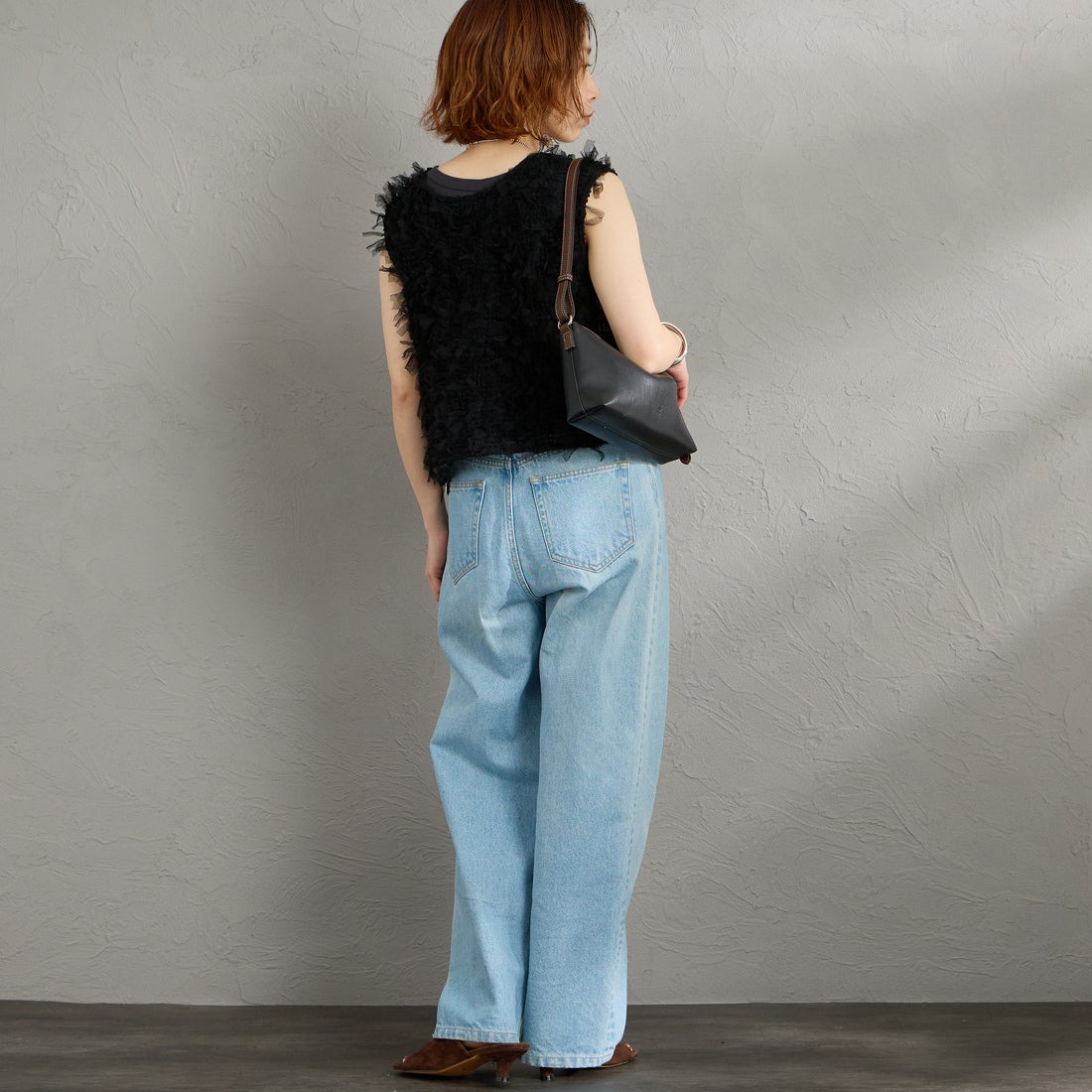Maison de L'allure [メゾン ドゥ ラリュール] マルチWAYリボンチュールベスト [M26312012] 09 BLACK &&モデル身長：158cm 着用サイズ：F&&