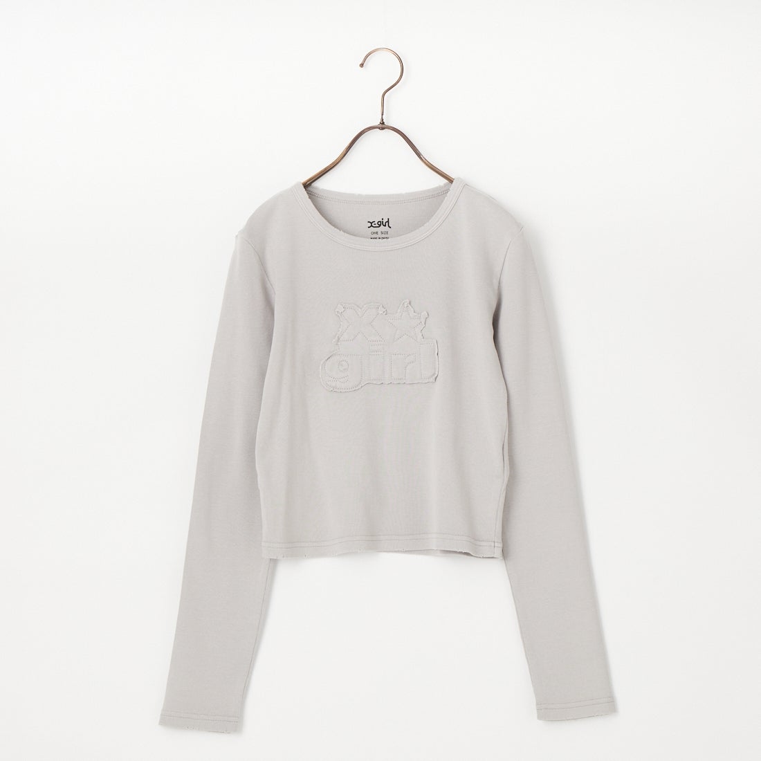 X-girl [エックスガール] ディストレスドロゴパッチ コンパクトトップス [105261013001] GREY