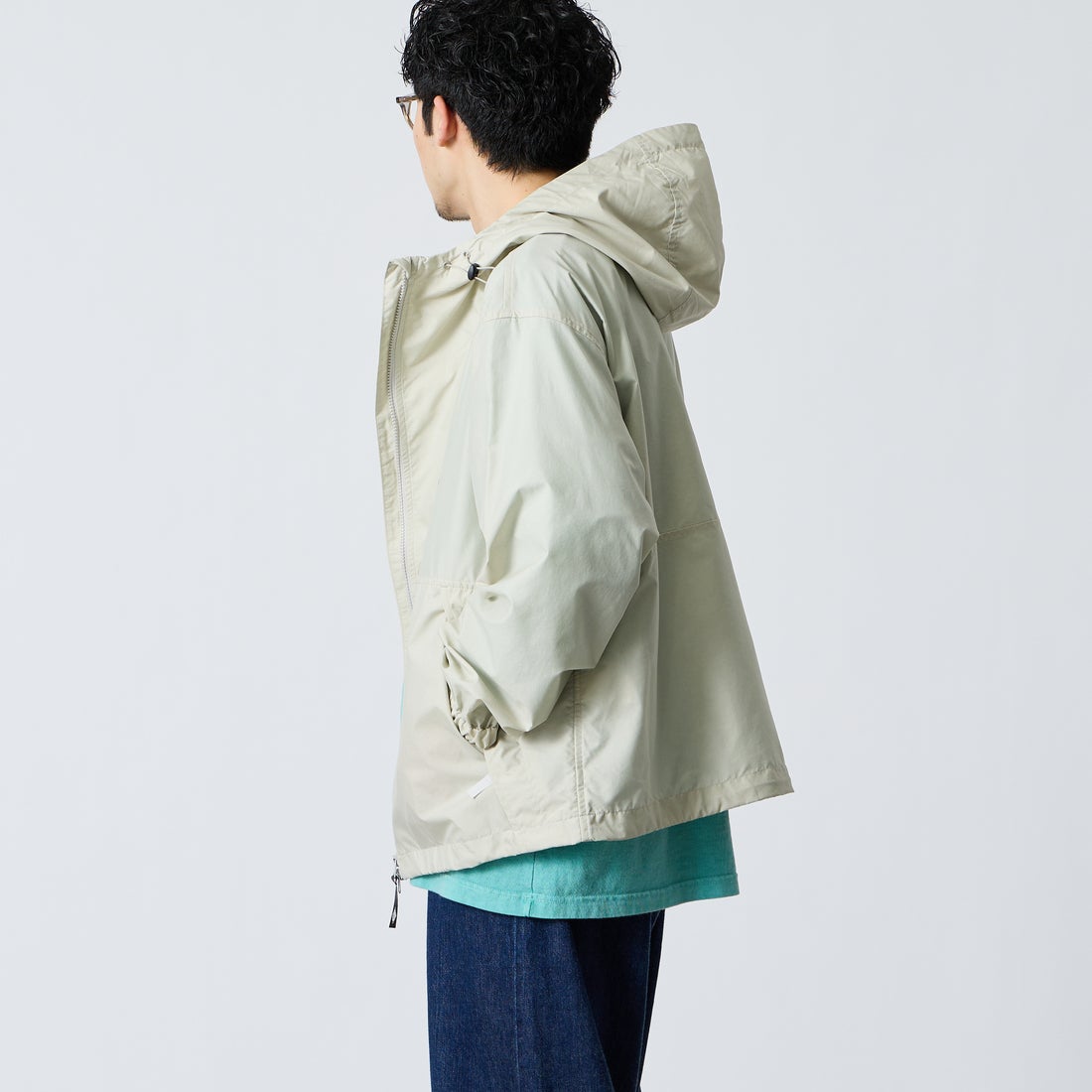 DANTON [ダントン] フーデッドショートジャケット [DT-A0675SNY] GREIGE &&モデル身長：168cm 着用サイズ：M&&