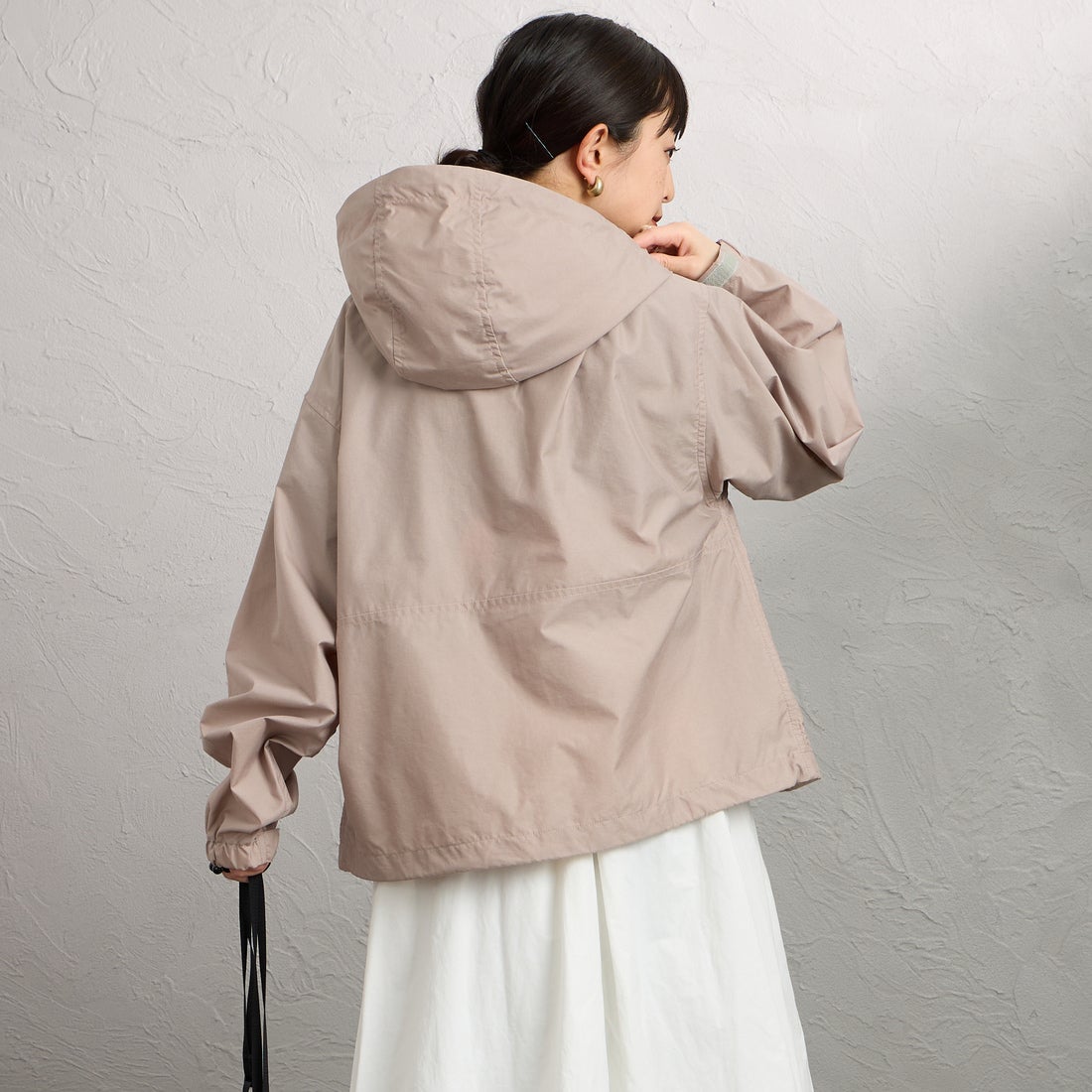 DANTON [ダントン] フーデッドショートジャケット [DT-A0675SNY] DK.PINK&&モデル身長：150cm 着用サイズ：S&&