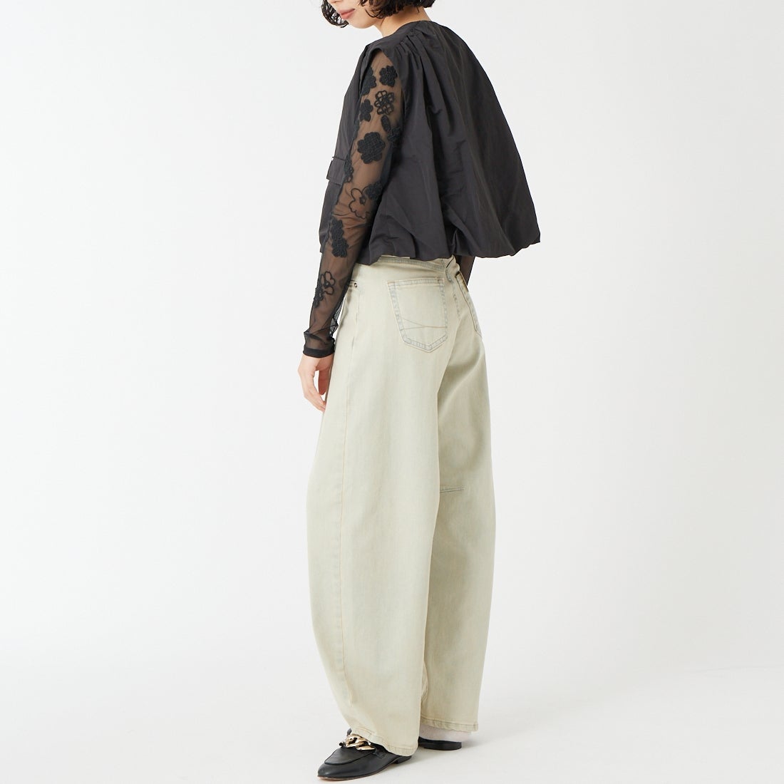 Jf Ready Made [ジェイエフレディメイド] バルーンジップベスト [293-33208] ﾌﾞﾗｯｸ &&モデル身長：162cm 着用サイズ：F&&