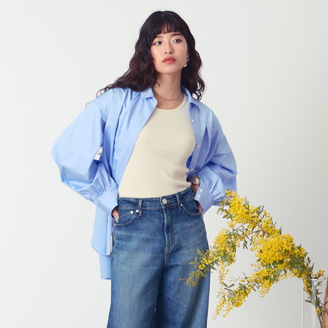 YANUK [ヤヌーク] MARY バギーストレートデニム [57161021] OTB &&モデル身長：162cm 着用サイズ：24&&