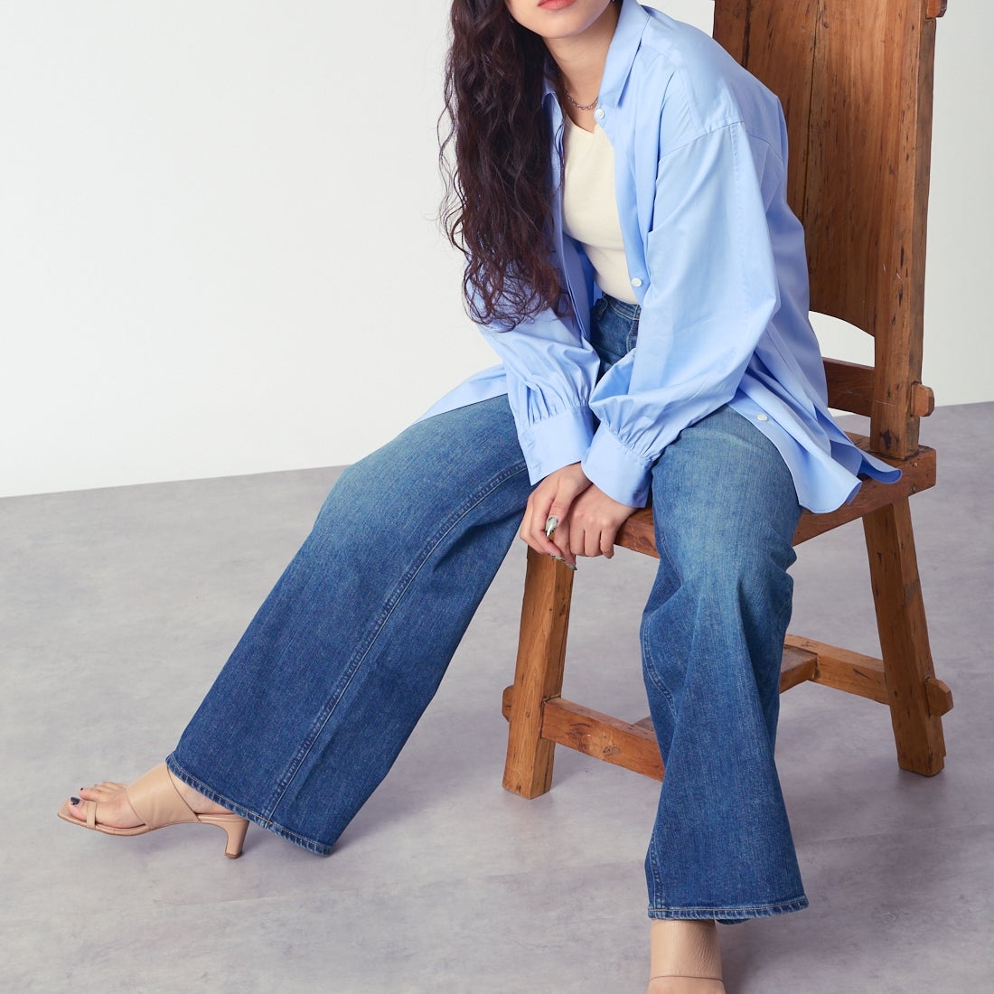 YANUK [ヤヌーク] MARY バギーストレートデニム [57161021] OTB &&モデル身長：162cm 着用サイズ：24&&