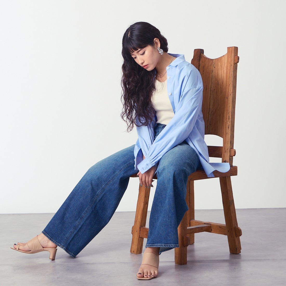 YANUK [ヤヌーク] MARY バギーストレートデニム [57161021] OTB &&モデル身長：162cm 着用サイズ：24&&