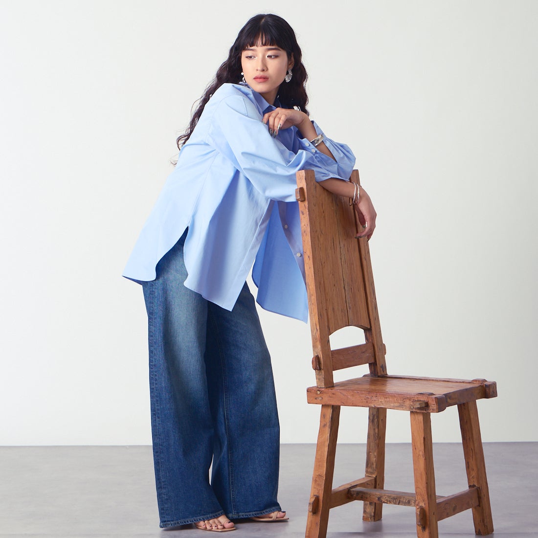 YANUK [ヤヌーク] MARY バギーストレートデニム [57161021] OTB &&モデル身長：162cm 着用サイズ：24&&