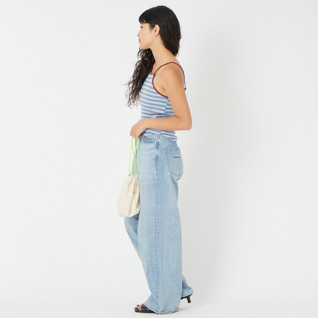 Robert P.Miller [ロバートピーミラー] パネルリブアメリカンスリーブキャミソール [RM261-2274] BLUEBERRY &&モデル身長：162cm 着用サイズ：F&&