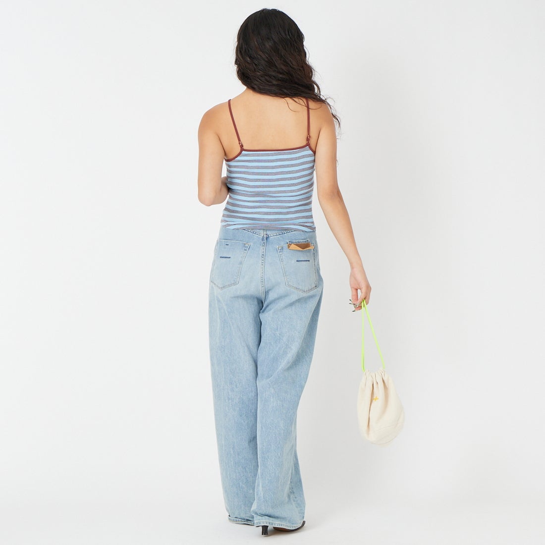 Robert P.Miller [ロバートピーミラー] パネルリブアメリカンスリーブキャミソール [RM261-2274] BLUEBERRY &&モデル身長：162cm 着用サイズ：F&&