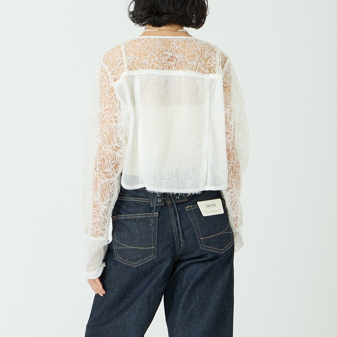 &g'aime [アンジェム] レースフリンジボレロ [293-68703] ﾎﾜｲﾄ &&モデル身長：162cm 着用サイズ：F&&