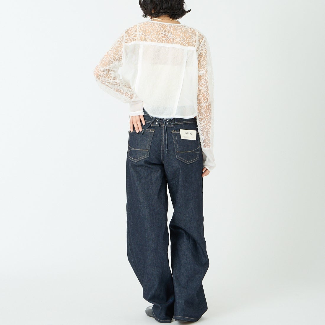 &g'aime [アンジェム] レースフリンジボレロ [293-68703] ﾎﾜｲﾄ &&モデル身長：162cm 着用サイズ：F&&